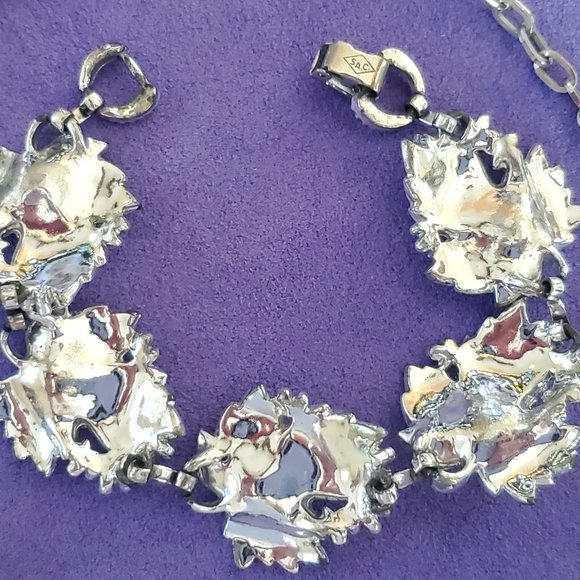 Vintage Whispering Leaves Silver White Leaf Necklace and Bracelet Sarah Coventry - Picture 9 of 10